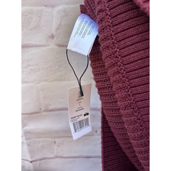 NWT Gap Shaker Stitch Chunky Knit Size L Boyfriend Grandpa Cardigan Burgundy - Picture 7 of 11